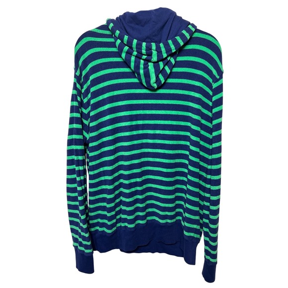 Polo Ralph Lauren Striped Terry Cloth Hoodie Green Blue Pullover Men's Size XL - Picture 6 of 8